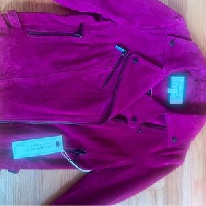 Bagatelle NWT raspberry color Suede Moto Jacket size Small